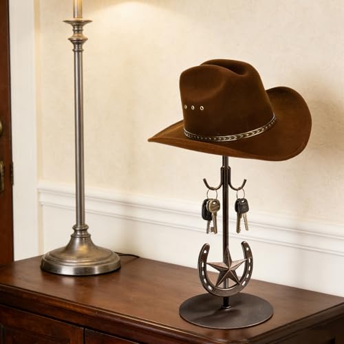 Fhryyunxu 2 Pack Cowboy Hat Rack,Tabletop Standing Cowboy Hat Holder ，Western Horseshoe Decor，Hat Display Stand Can Keeps Original Shape of Hat, for Wide-brimmed Hat，Iron, Bronze by Fhryyunxu - Image 7
