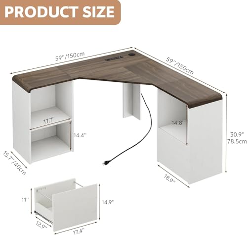 Homiflex 59'' Reversible L-Shaped Computer Desk, White by Homiflex - Used condition - Image 6