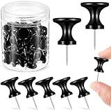 Outus 60 Pcs Giant Push Pins Jumbo Tacks 1 Inch Plastic Head for Cork Board Map Posters Decorations Gifts Under 10 Dollars (Black)