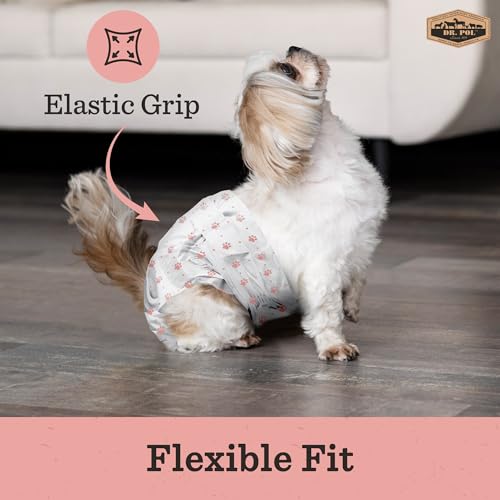 Image of Dr Pol Dog Diapers for Female Dogs | Disposable Pet Diapers with Wetness Indicators | Adjustable Fit | Leak Protection & Super Absorbent | Perfect for Heat Cycles & Training Accidents | Pack of 50