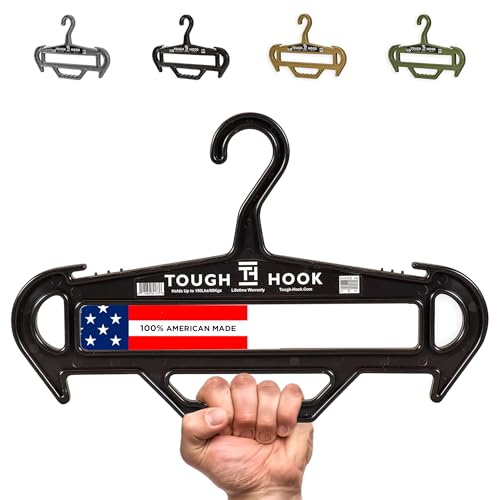 Tough Hanger XL | A Beast of a Hook | American Made | Premium X-Large Heavy Duty |Outdoor Gear,Wetsuit Dive Scuba Gear & Heavy Clothing–180 lb Capacity Hanger |Built in Gripper Carry Handle, 1 Black