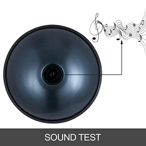 Jolipro Handtrommel met 9 noten, van staal, handpan, instrument met transporttas (blauw) - Image 7