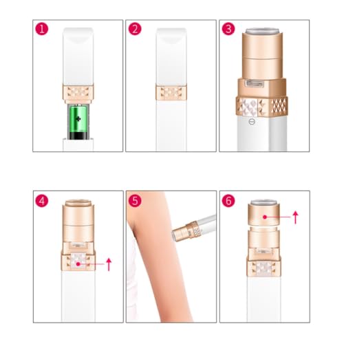 Abaodam Rechargeable Facial Hair Remover for Women with 360° All-Round Effective Hair Removal White Plastic Epilator with Geometric Cutter Net Mini Lipstick Cover Design for Eyebrow - Image 6