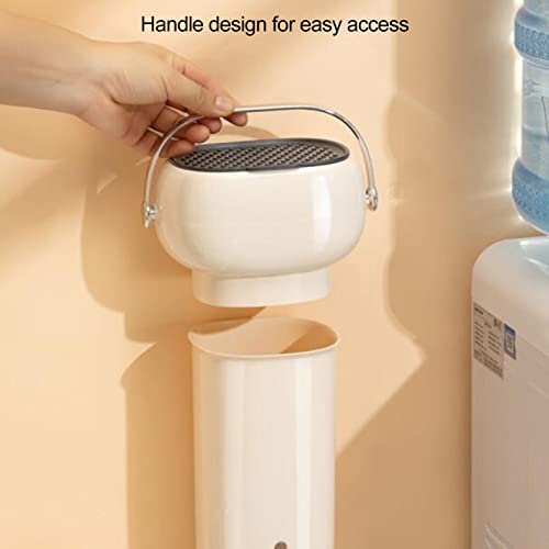 Clinmday Paper Cup Dispenser,Multi-Function Wall-Mounted Punch Free Storing Large Capacity,Keep Neat Dustproof Home Paper Cup Container Household Accessories Beige #TOP4