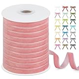 Uiopa Cinta Terciopelo, 10mm x 45m Cinta Rosa de Terciopelo, Cinta Decorativa para Envolver Regalos, Coronas, Ramos, Invitaciones, Decoración del Hogar, Manualidades