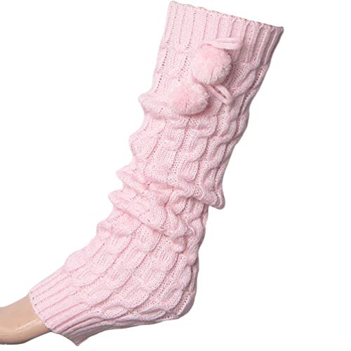 ANGUYA Jambières Legging Chaussettes Femmes Hiver Chaud Laine Longues Bas Guêtre Cuissard Huat Tressé Tricoter Boot Cover (Rose) Cover