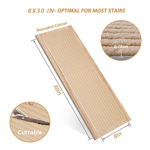 Mbigm 8" X 30" (15 In Pack) Non-Slip Carpet Stair Treads Non-Skid Safety Rug Slip Resistant Indoor Runner For Kids Elders And Pets With Reusable Adhesive, Beige, #TOP1