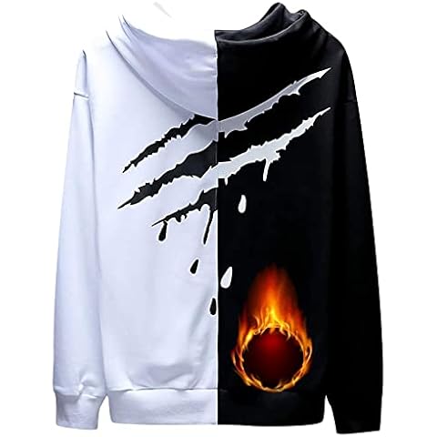 Covisoty Men‘s Hoodie Fleece Techwear Hip Hop Top Blouse Tracksuits Patchwork Long Sleeve Pullover Hooded Autumn Winter Black White Cover