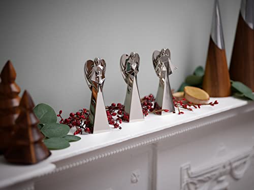 Nambe Faith, Love, & Peace Angel Figurine Set | Holiday Figurines For Christmas Home Décor | Measures 5.5 Inch Each | Made With Nambe Alloy | Designed By Mike Altomari #TOP4