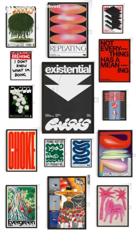 Image of 15 Piece Abstract Aesthetic Poster Set | 300 GSM Multi-Sized Wall Posters with Adhesive Tape | Modern Art, Graphic & Colorful Prints for Bedroom, Room Decor, Home Decor, Living Room & Wall Art