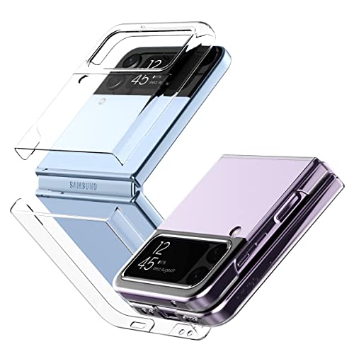 araree Nukin Samsung Galaxy Z Flip 4 5g Case, 【Improved Version】 Thickness 0.85mm Translucent Thin Cover Sturdy Scratchproof Hard PC Case Minimalist Solid Designed for Galaxy Z Flip 4 5g(2022) - Clear