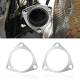 HEVLE 2PCS Exhaust Gasket, Ultra Seal 2-Bolt 3.5Inch Exhaust Flange Gasket, Reinforced High Temperature Gasket, Car Accessories Graphite Exhaust Pipe Gasket Universal for Car Exhaust Turbo (3.5 Inch)