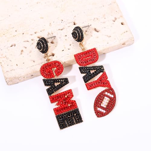 Beaded Game Day Earrings - Rhinestone Football Team Drop Dangle Earrings for Women - Football Mom Accessories & Sports Jewelry Gifts2