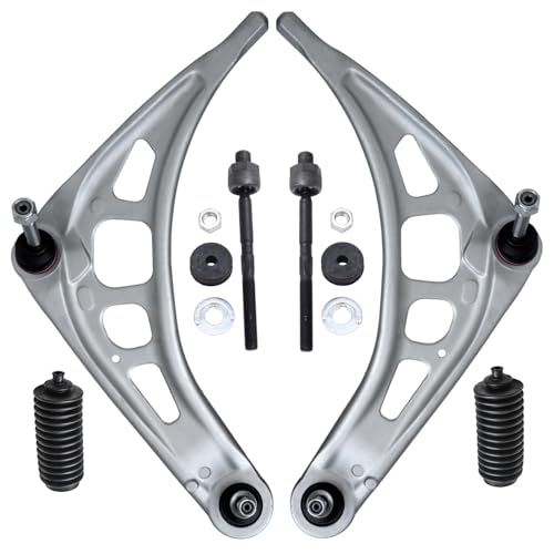 Image of Detroit Axle - 6pc Front End Control Arms Kit for BMW 320i 323Ci 323i 325Ci 328Ci 328i 330Ci 330i Z4 2 Lower Control Arms w /Ball Joints 2 Inner Tie Rods 2 Boots Replacement