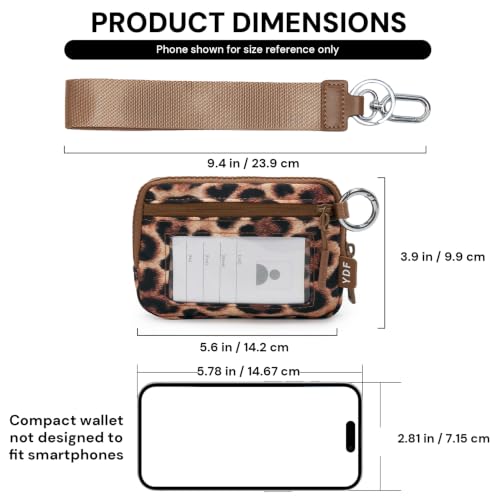 Image of YDF The Small Wristlet Wallet for Women - Water-Resistant Nylon Coin Purse with Clear ID Window, Detachable Wrist Strap & Keychain, Everyday Carry Card Case Pouch