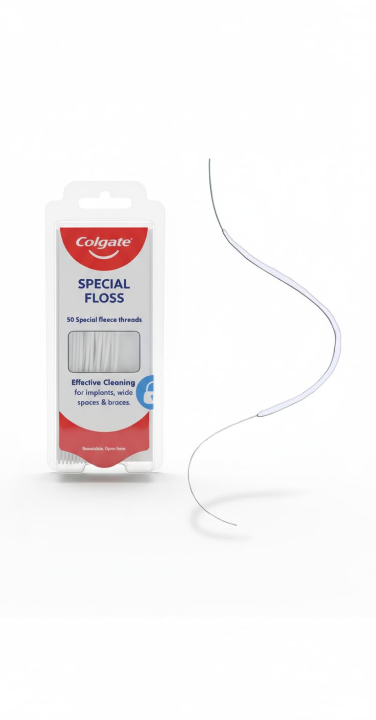 Colgate Special Floss Pre-Cut Strands 50 Count for Braces 3 in 1 Ultimate Floss Floss Threaders for Bridges