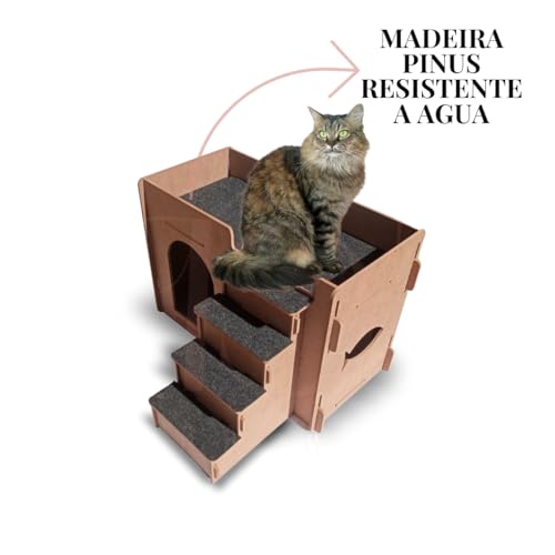 Casa Casinha de Gatos com Cama Carpete e Escada Diversão e Conforto para seu Bichano