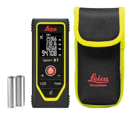 Leica DISTO X1 – Robusto metro laser (grado di protezione IP65) con NFC e Bluetooth (utilizzabile con l'app) e funzionamento semplice (utilizzo in ambienti interni con portata di 100 m)