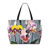 sxzvvbn Blooming Orchids - Bolsa de playa impermeable de gran capacidad, bolsa de viaje plegable con 7 bolsillos, bolsa de gimnasio ligera y duradera para viajes, natación, compras, camping