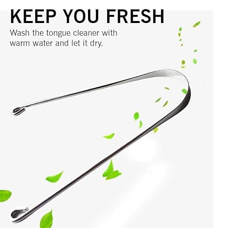 QimacPlus Surgical Grade Stainless Steel Tongue Cleaner: For Kids and Adults, Promoting Daily Oral Hygiene, Fresh Breath, and Overall Health Set of 6 2