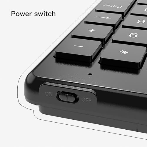 Lazmin112 Kabelloses Nummernpad, Bluetooth-Nummernblock, Externe Tragbare -Slim-Finanzbuchhaltungs-Nummerntastatur mit 19 Tasten, für Laptop-Desktop-Notebook, für Geschäftsbüroreisen