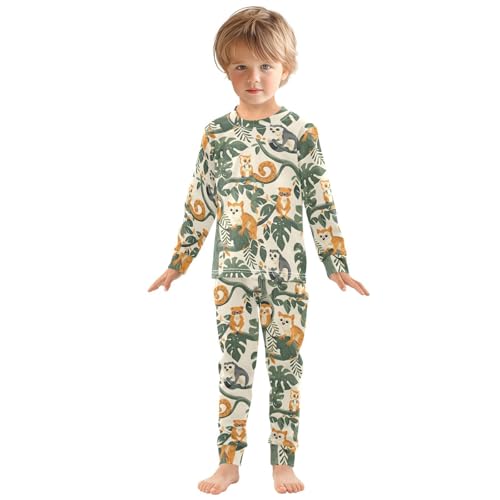 Pajama Sets Long Sleeve Cute Animals on Tree Branches Soft Comfy Sleepwear 2 Piece PJS 3-8T2