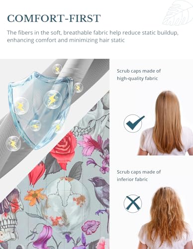 Image of Scrub Caps for Women with Buttons, Classic Surgical Caps | Double-Sided Printed, Adjustable,Long Hours, Sweatbands, Fabric Help Reduce Static Buildup