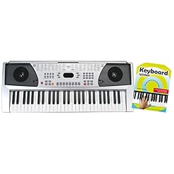 FunKey 54 synthétiseur argenté comprenant alimentation, porte-partitions et méthode d’apprentissage - Les Beatles, Paul McCartney, John Lennon, RIngo Starr, George Harrison