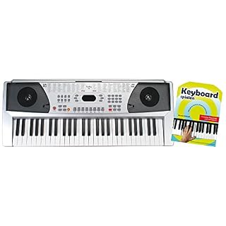 FunKey 54 synthétiseur argenté comprenant alimentation, porte-partitions et méthode d’apprentissage - Les Beatles, Paul McCartney, John Lennon, RIngo Starr, George Harrison