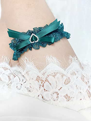 Image of Blue Garters for Bride Wedding Garter Set for Bride Bridal Garter Leg Thigh Blue
