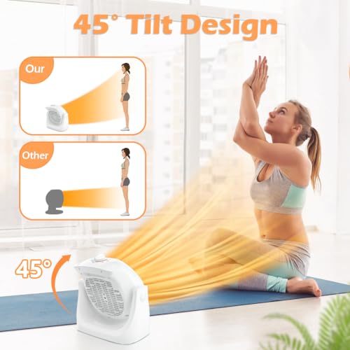 Image of LifePlus 2 in 1 Heater Fan Combo, Portable Cooling Desk Fan, Air Circulator Fan 45 Tilt, 2 Wind Speeds, 1500W Overheat Protection Personal Small Floor for Home Office White