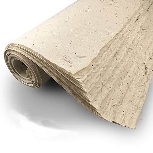 Lshy Papel De Dibujo De Acuarela, Papel Xuan, Papel De Arroz Medio Maduro Maobian, Color Antiguo Con Fibra De Sándalo Para Pintura De Caligrafía Con Pincel Kanji Japonés Chino 10 Hojas 34x138cm