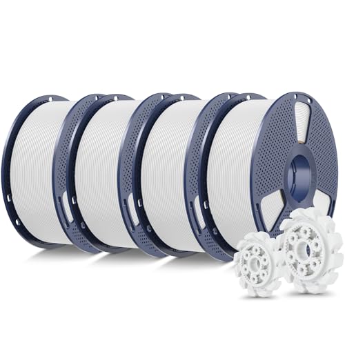 Image of SUNLU PLA+2.0 3D Printer Filament Bundle, 4KG Upgrade PLA+ Filament 1.75mm, Tougher and Stronger, Dimensional Accuracy + /-0.02mm, 1KG per Spool, 4 Packs, 4KG Total, White