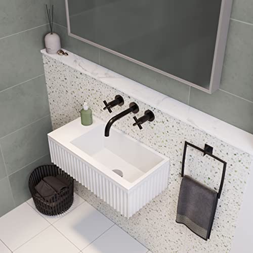 Image of Delice 24 inch Rectangle Wall-Mount Bathroom Sink in Matte White