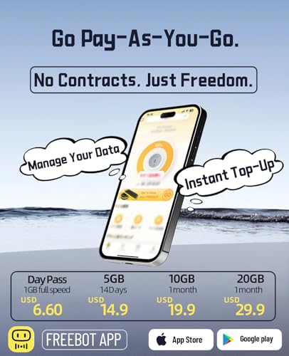 Image of FREEBOT Mobile Hotspot - 4G LTE Portable WiFi for Travel in 150+ Countries, Pocket WiFi Router 10-Device, 5000mAh Battery & No Contract /SIM, with 30GB US Data(30 Days) for Business, Trips & Outdoors