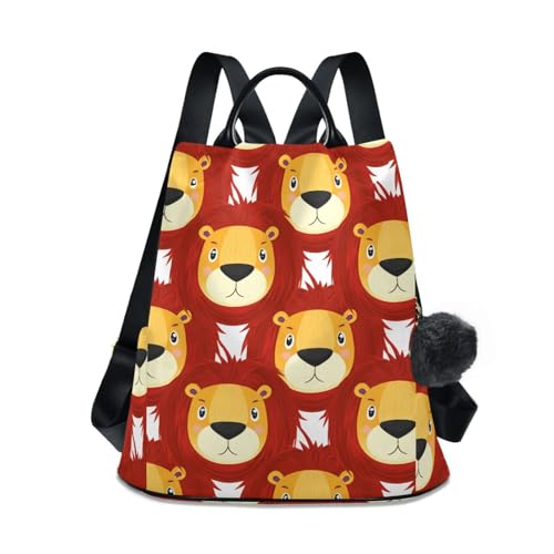 Sac à dos de voyage pour femme lion rouge à poches multiples