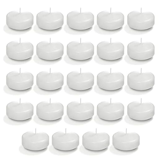 Premium 24 Piece 2 inch Unscented White Dripless Wax Burning Floating Candles Centerpieces, 4+ Hour Burn, Round Tealight Shaped Disks for Wedding, Parties, Special Occasions, Home Decoration TeaL NiNE