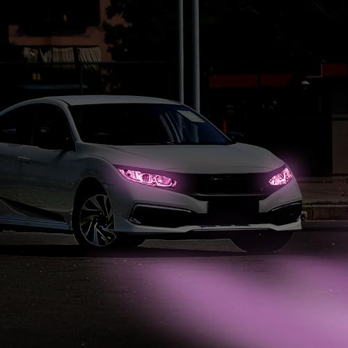 TOMALL 1 Pair Vinyl Headlight Films Smoke Tint Compatible with Honda Civic 2016-2021 Car Headlight Transmission Self Adhesive Stickers Exterior Vinly Smoke Decorations Trim for Car (Pink)