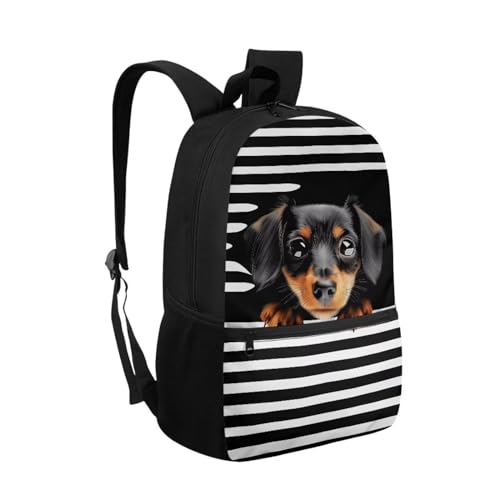 xixirimido Schulrucksack für Kinder, 43,2 cm, Büchertasche, Schultertasche, Rucksack, Dackel Hund, Einheitsgröße