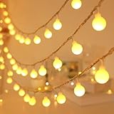 RaThun Globe String Lights Indoor, 49 Feet 100 LED Fairy Lights for Bedroom Plug in, 8 Modes Warm White Christmas String Lights for Indoor Outdoor Patio Party Garden Wedding Christmas Tree Decor