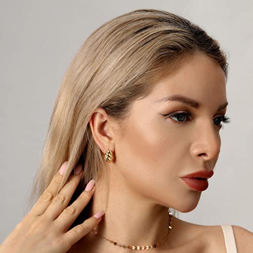 Sunssy Chunky Gold Hoop Earrings For Women 925 Sterling Silver Post Hypoallergenic Long Waterdrop Earrings For Girls 18K Gold Teardrop Statement Earrings Lightweight Trendy Jewelry #TOP1