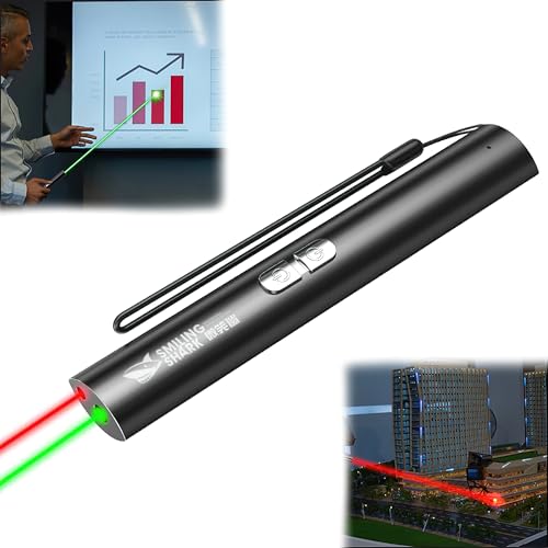 Image of 2 in 1 Laser Light Powerful Presentation Pointer - High Power Green and Red Dual Beam, USB C Rechargeable, 1000M Range, Super Bright Mini Pen for Presentations & Cat Play