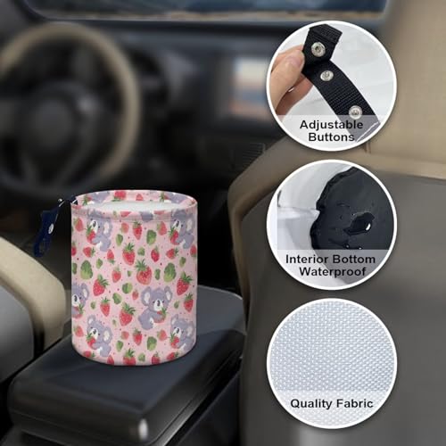 Image of Portable Cute Koala Bears Car Garbage Bin Reusable Car Trash Bin Car Trash Can Bags Collapsible Accessories Easy to Clean Car Interior Decoration Universal