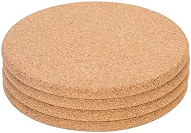 Cork Trivet, 4 Pack High Density Thick Cork Coaster Set for Hot Dishes, 8 Inch Heat Resistant Multifunctional Cork Board, Hot Pads for Table & Countertop