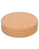 Cork Trivet, 4 Pack High Density Thick Cork Coaster Set for Hot Dishes, 8 Inch Heat Resistant Multifunctional Cork Board, Hot Pads for Table & Countertop