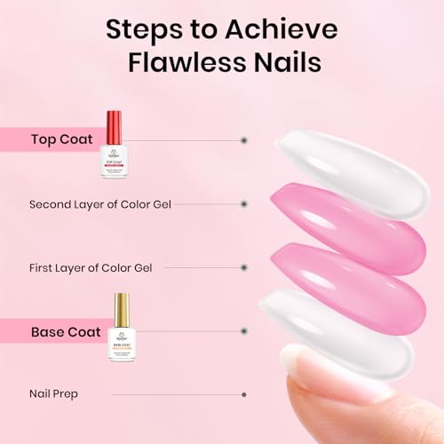 Image of Beetles 15ml Gel Base and Top Coat Set HEMA Free, TPO Free Top Coat Gel Nail Polish & Base Clear Glossy Long Lasting No Wipe Soak Off Upgraded Safe Low-Sensitivity, No More Damaged Gifts for Women