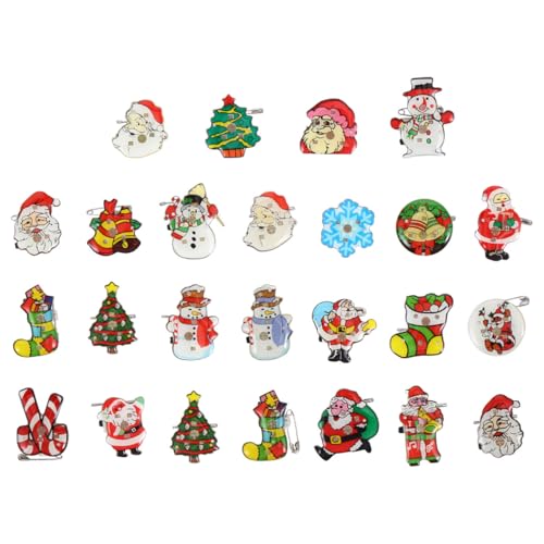VALICLUD 25 Stück Teiliges Leuchtende Weihnachtsbroschen Stylische LED Broschen mit Niedlichen Cartoonmotiven Langlebig und Leicht als Kostümzubehör für Weihnachtsfeiern Zufälliger Stil