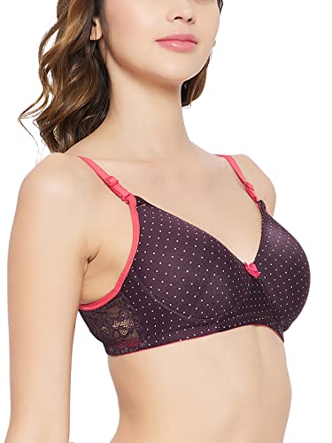Image of Clovia Women's Padded Non-Wired Full Cup Polka Dot Multiway T-Shirt Bra in Brown