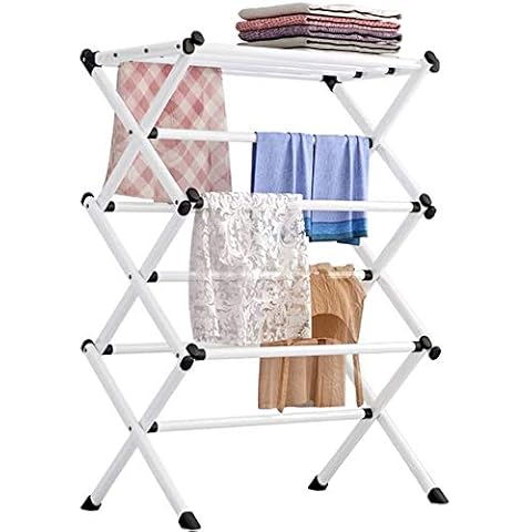 Apstour Clothes Airer, Clothes Dryer- Drying Rack Extra Large 3 Tier Clothes Drying Rail, Collapsible Clothes Drying Laundry Rack, Foldable Drying Laundry Rack, Portable Clothes Horse -White Cover