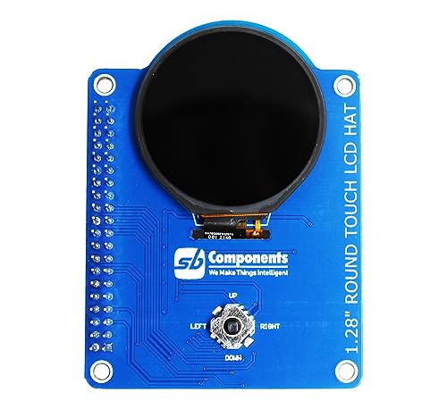 Image of sb components Round Touch LCD HAT for Raspberry Pi 4B /3B+ /3B /2B /B+ /A+ /Zero and Zero W, 1.28inch Display, 240x240 Resolution, 65K RGB Colours Touch Display Module for Raspberry Pi